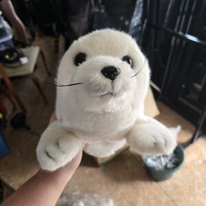 Oakley White Plush Seal Toy for Small Pets